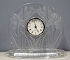 Lalique France Signed "Irises" Glass Clock