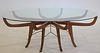 Midcentury Wood And Brass Spider Coffee Table