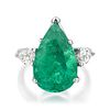 7.57-Carat Colombian No-Oil Emerald and Diamond Ring