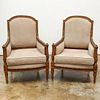 PAIR, FRENCH LOUIS XV STYLE GILT BERGERE CHAIRS
