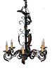 E. 20TH C. FRENCH SIX LIGHT IRON CHANDELIER