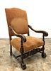 19TH CENTURY, LOUIS XIII STYLE CARVED OAK FAUTEUIL