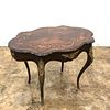 FRENCH, MARQUETRY INLAID ORMOLU TURTLE TOP TABLE