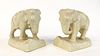 PAIR, ROOKWOOD CHARGING ELEPHANT BOOKENDS, 1930