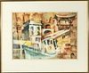 Gustave Wander Cubist Style Town Scene Watercolor