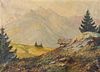 Illegibly Signed, Mountain Landscape Oil