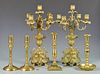 Bronze Candelabra & Brass Candlesticks
