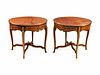 A Pair of Louis XV Style Gilt-Bronze-Mounted Kingwood Tables de Milieu
Height 30 x diameter 35 inches.