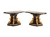 A Pair of Italian Empire Style Parcel-Gilt and Inlaid Marble Consoles
Height 35 x length 55 x depth 24 inches.