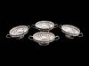 A Set of Four Silverplated Two-Handled Oval Bowls
Height 5 1/2 x length 17 x depth 9 inches.