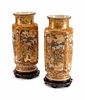 A Pair of Satsuma Earthenware Vases
Height 19 1/2 x width 7 1/2 x depth 7 1/2 inches.