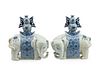 A Pair of Chinese Export Style Porcelain Elephants
Height 11 1/2 x width 11 x depth 8 inches.