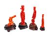 Four Chinese Carved Coral Figures
Heights 5 x width 2 inches.