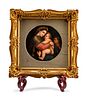 A German Porcelain Circular Plaque: Madonna della Seggiola
Framed dimensions 13 1/2 x 13 1/2 inches.