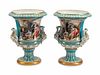A Large Pair of Continental Porcelain Two-Handled Campana-Form Urns
Height 17 1/2 x diameter 13 inches.