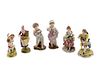Six Continental Porcelain Figures
Height 6 1/2 x width 3 x depth 3 1/2 inches.