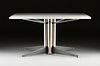 A MID CENTURY MODERN WHITE LAMINATE AND CHROMED STEEL OFFICE TABLE, POSSIBLY ITALIAN, THIRD QUARTER 20TH CENTURY,