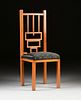 A VIENNA SECESSIONIST STYLE BLACK SILK COVERED BEECH HIGH BACK CHAIR, 1900-1930,