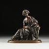 attributed to EUGENE ANTOINE AIZELIN (French 1821-1902) A BRONZE SCULPTURE, "Mother's Education of the Child,"