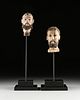 A GROUP OF TWO COLONIAL PAINTED WOOD HEADS OF SAINTS, PROBABLY SPANISH AND FILIPINO, 19TH CENTURY,