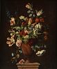 A DUTCH SCHOOL PAINTING, "Still life with Peppermint Tulips, Morning Glories, Roses and Red Lilies," 19TH CENTURY,