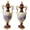 LARGE Sevres Style Porcelain Covered Urn Vases
