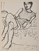 RICHARD DIEBENKORN, (American, 1922-1993), Seated Woman in Striped Dress, 1965, lithograph, 28 x 22 in., frame: 30 1/2 x 24 1/2 in.