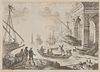 CLAUDE LORRAIN, (French, ca. 1600-1682), Le Port de Mer au fanal (Harbor Scene with Lighthouse), etching, sheet: 5 3/4 x 8 in., frame: 14 1/4 x 17 1/2