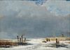 ANDREAS SCHELFHOUT, (Dutch, 1787-1870), Winterlandschaft, oil on panel, 9 x 12 in., frame: 15 x 18 in.