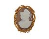 14K Gold and Carved Agate Cameo Brooch