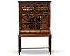 American Carved and Inlaid Ebony and Mahogany Clerks Cabinet on Stand, ca. 1815