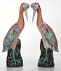 Pair of Chinese Export Enameled Porcelain Cranes