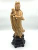 Buddhist Goddess of Mercy Holding Child Sculpture