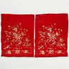 Two Chinese Embroidery Silk Panels Of Flowers