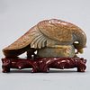 Chinese 20th c. Jade Carving Peacock with Stand