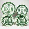 Set 4 Chinese Export Green Fitzhugh Ware Porcelain Dishes