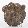 Thai Silver Box of Woman and Lecherous Monkey God w/ Gem Eye