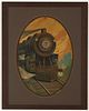 Lithograph Tin Locomotive Sign with Light