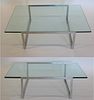 Midcentury Pair Of Chrome And Glass Tables
