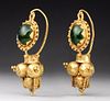 Roman Gold & Emerald Earrings, Grape Motif Art Loss Doc