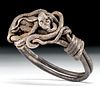 9th C. Viking Silver Bracelet w/ Coiling Snake