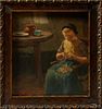 Evert Pieters (1856-1932, Dutch), "Kitchen Scene," 19th c., oil on panel, signed lower left, presented in a gilt and gesso frame, H....