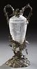 Victorian Crystal and Silver Plate Vase/Centerpiece, c. 1860, by Thomas Joseph Dibley, the cut crystal tapered vase mounted with sil...