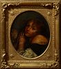 French School, "Portrait of a Woman With Clasped Hands," early 19th c., oil on canvas, presented in a period gilt and gesso frame, H...