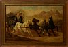Aleksandr N. Volkov Roussoff (1844-1928, Russian), "Driving the Horses," 20th c., oil on panel, signed lower right, presented in a g...