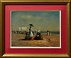 Jean Lefort (1948-, French), Gathering of Women on the Beach," 20th c., oil on board, signed lower right, presented in a gilt frame...