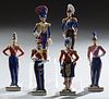 Set of Six Capodimonte Style Porcelain Napoleonic Soldier Figurines, 19th c., on integral porcelain bases, one with a stamped capodi...