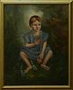 Southern School, "Portrait of a Child with Peaches," early 19th c., oil on canvas, presented in a gilt frame, H.- 30 1/4 in., W.- 24...
