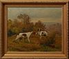 Edouard Joseph Dantan (1848-1897, French), "Hunting Dogs on Point," early 20th c., oil on canvas, signed lower left, presented in a...