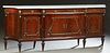 French Louis XV Style Ormolu Mounted Carved Mahogany Sideboard, 20th c., the ogee edge figured white marble over two frieze drawers...